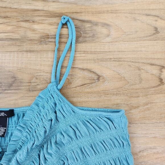 🍑Rue21 Teal Smocked Sleeveless Crop Top 2X - Picture 3 of 9